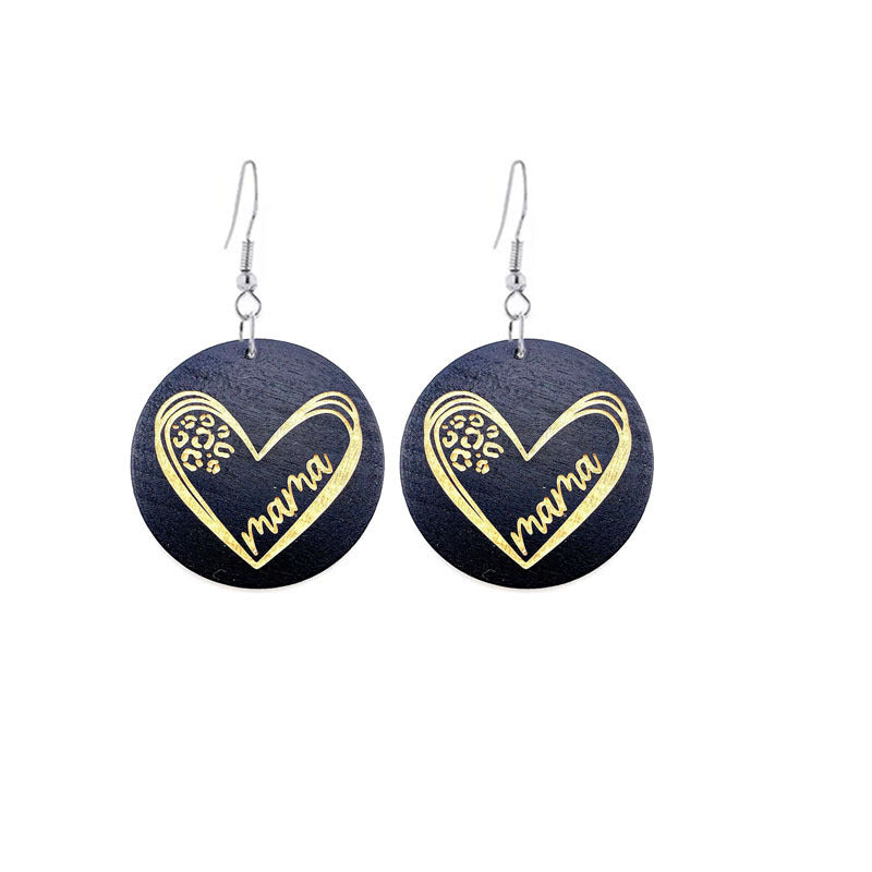 Wholesale Mother's Day Gift MAMA Wooden Earrings